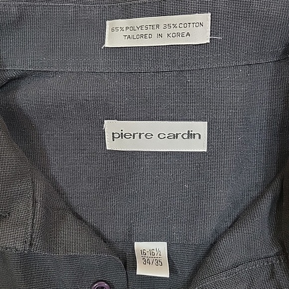 Pierre Cardin Men's Black Dress Button Shirt Size 16-16.5 34/35 - Picture 2 of 7